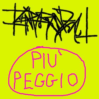 Ignoranza logo and album title, pink on yellow